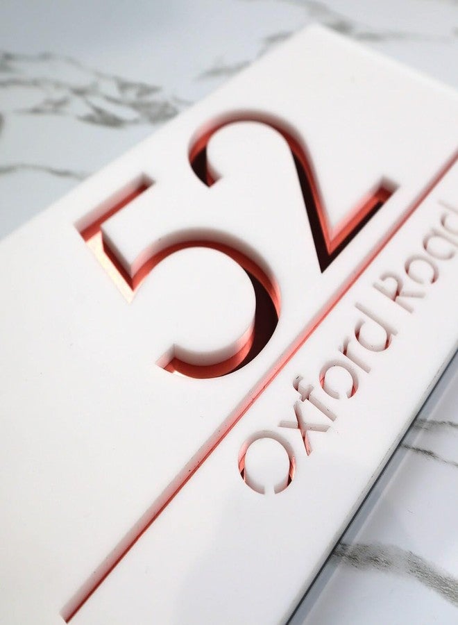 Sure Laser Cut | White and Golden Acrylic Name Plate | 15x30 cm | Luxurious Style | Home Entrance, Office Door, Apartment, Business Establishment - Image 3